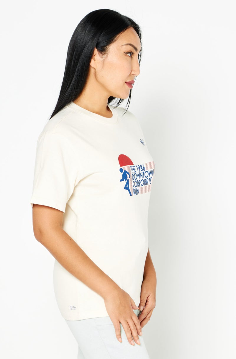 adidas Originals Women Sportswear Fit Short Sleeve Training T-Shirt, Light Beige Combo - Image 3