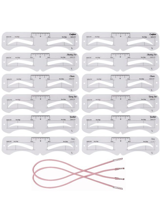 Ohlove 12 Pcs Reusable Eyebrow Stencil, Eyebrow Template with Elastic Band for Beginners (Eyebrow Distance 3.0cm) - Image 1