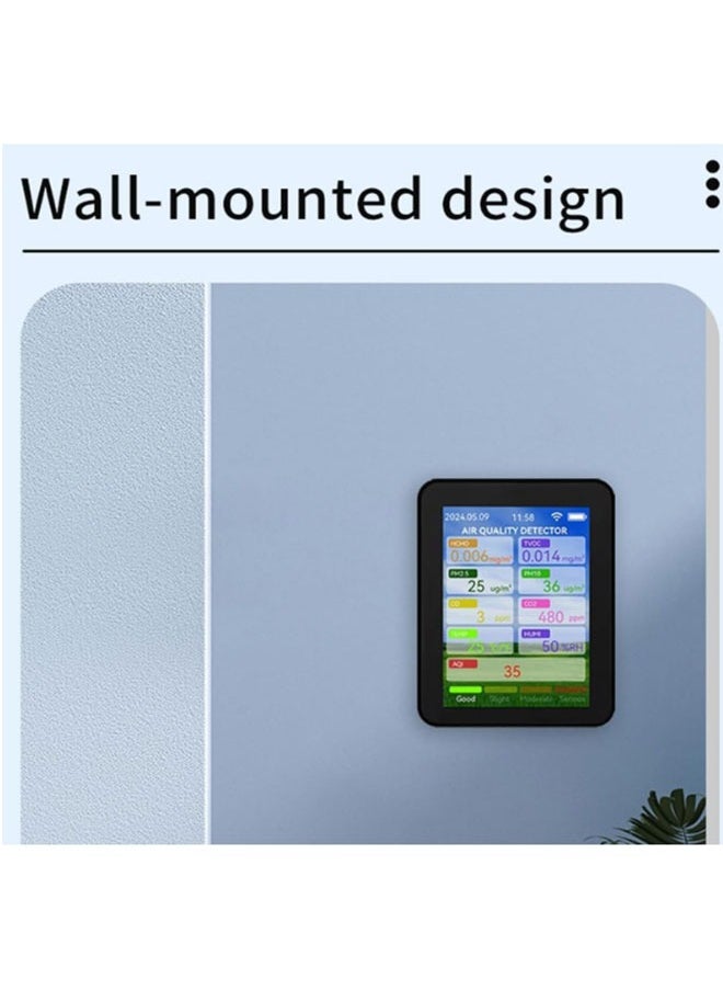 Air Quality Monitor Indoor PM2.5 PM10 WiFi Detector With 2.8-Inch TFT Display And Alarm Temperature And Humidity Function  Tester for Home Office Plant (Pearly White)