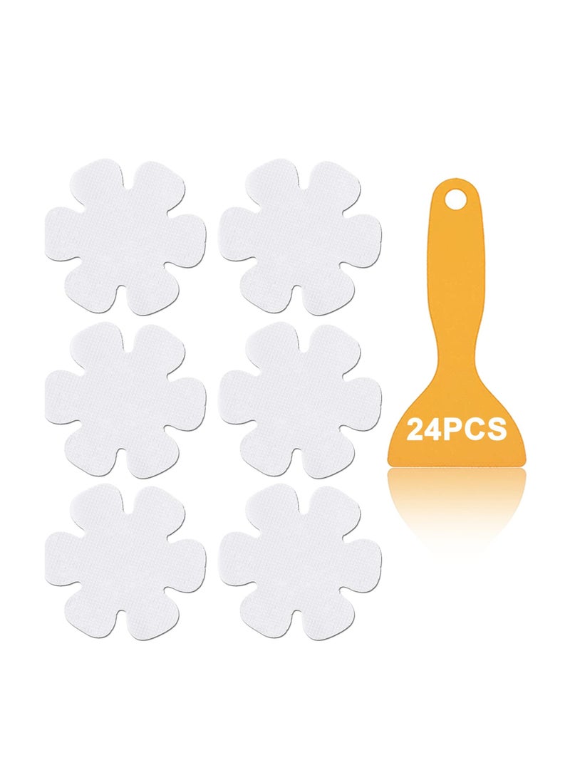 SYOSI Non-Slip Bathtub Stickers, 24 PCS Clear Anti Slip Safety Shower Grip Stickers, Adhesive Decals with Scraper for Bath Tub, Bathroom Floor, Stairs, Ladders 3.2" Diameter (Flower Shape, Clear)  - Image 1