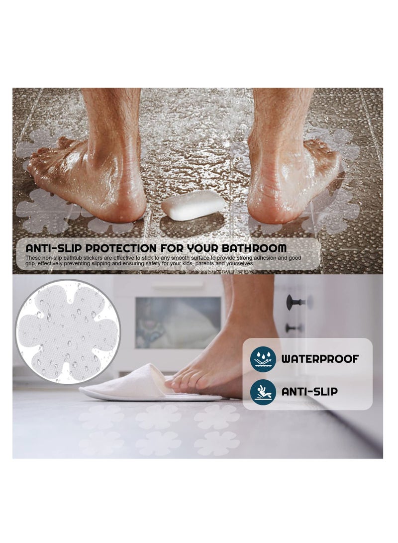 SYOSI Non-Slip Bathtub Stickers, 24 PCS Clear Anti Slip Safety Shower Grip Stickers, Adhesive Decals with Scraper for Bath Tub, Bathroom Floor, Stairs, Ladders 3.2" Diameter (Flower Shape, Clear)  - Image 3