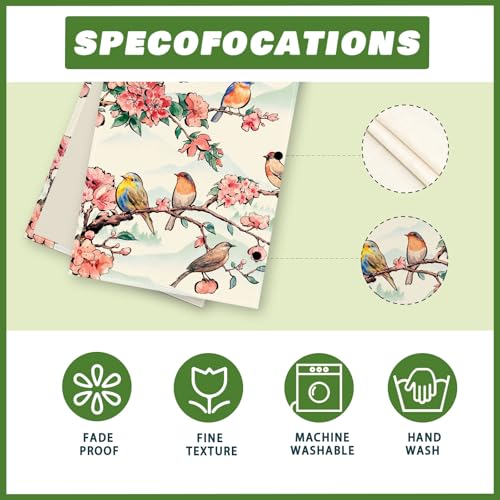 XCHI Watercolor Flowers Cardinal Birds Spring Table Runner Summer Table Decoration for Party Home Kitchen Dining Holiday Decor 13x72 Inch - Image 5