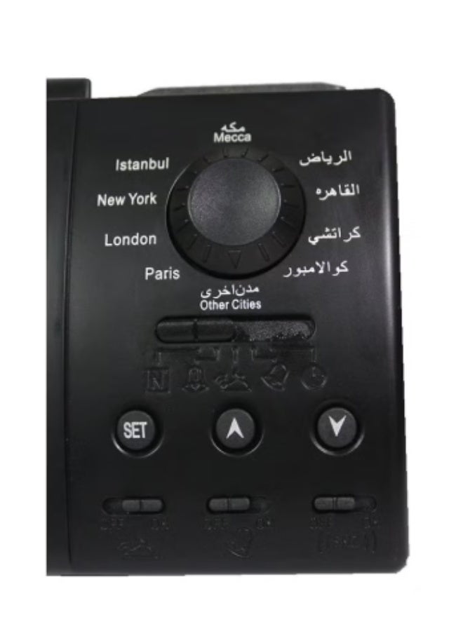 الحرمين ساعة منبه رقمية للطاولة من ألياف الكربون باللون الأسود 15 × 9.5 سم - Image 4