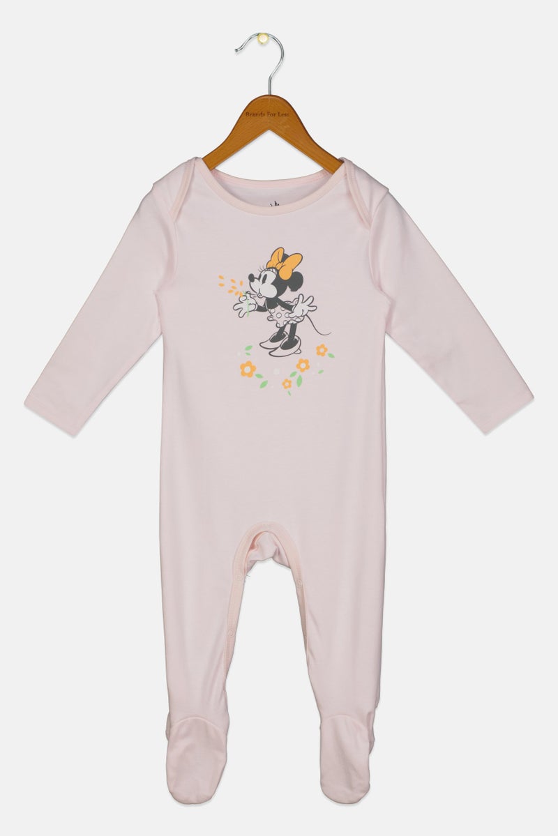 Disney baby Toddlers Girl Graphic Print Long Sleeve Sleepsuit, Pink - Image 1