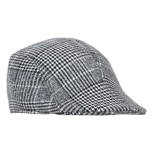 RR DESIGN Cotton Ivry/Golf/Flat Tweed Hats for Men-Pack of 1-Free Size- (Grey Black Big Checkered Pattern) - Image 3