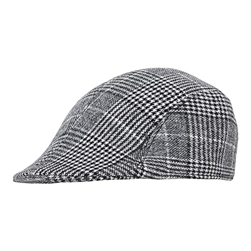 RR DESIGN Cotton Ivry/Golf/Flat Tweed Hats for Men-Pack of 1-Free Size- (Grey Black Big Checkered Pattern) - Image 1