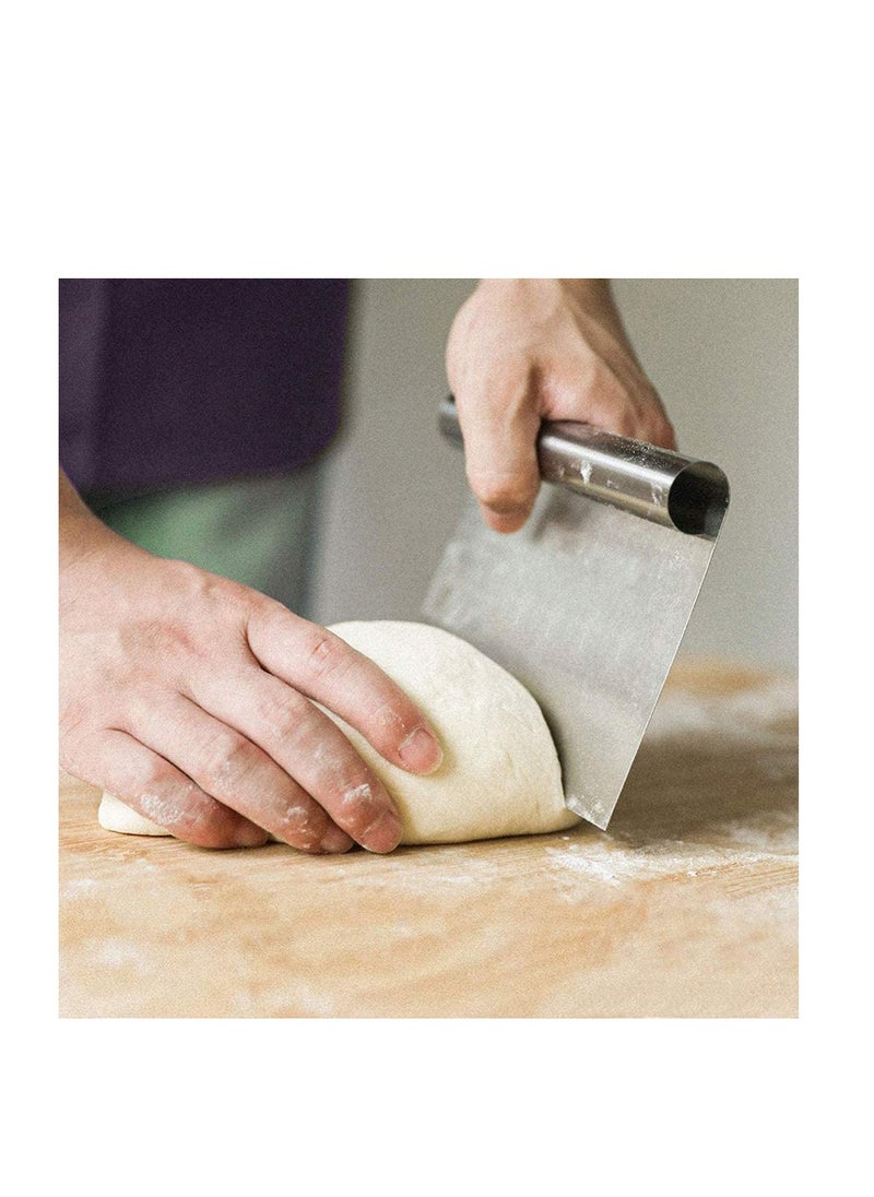 SYOSI Food Scrappers, Pastry Cutter Stainless Steel Dough Scraper/Bench Scraper/Cake Scraper, Multi-Purpose Scraper Tool Kitchen, with Measurement Marks, Scraper for Baking  - Image 4