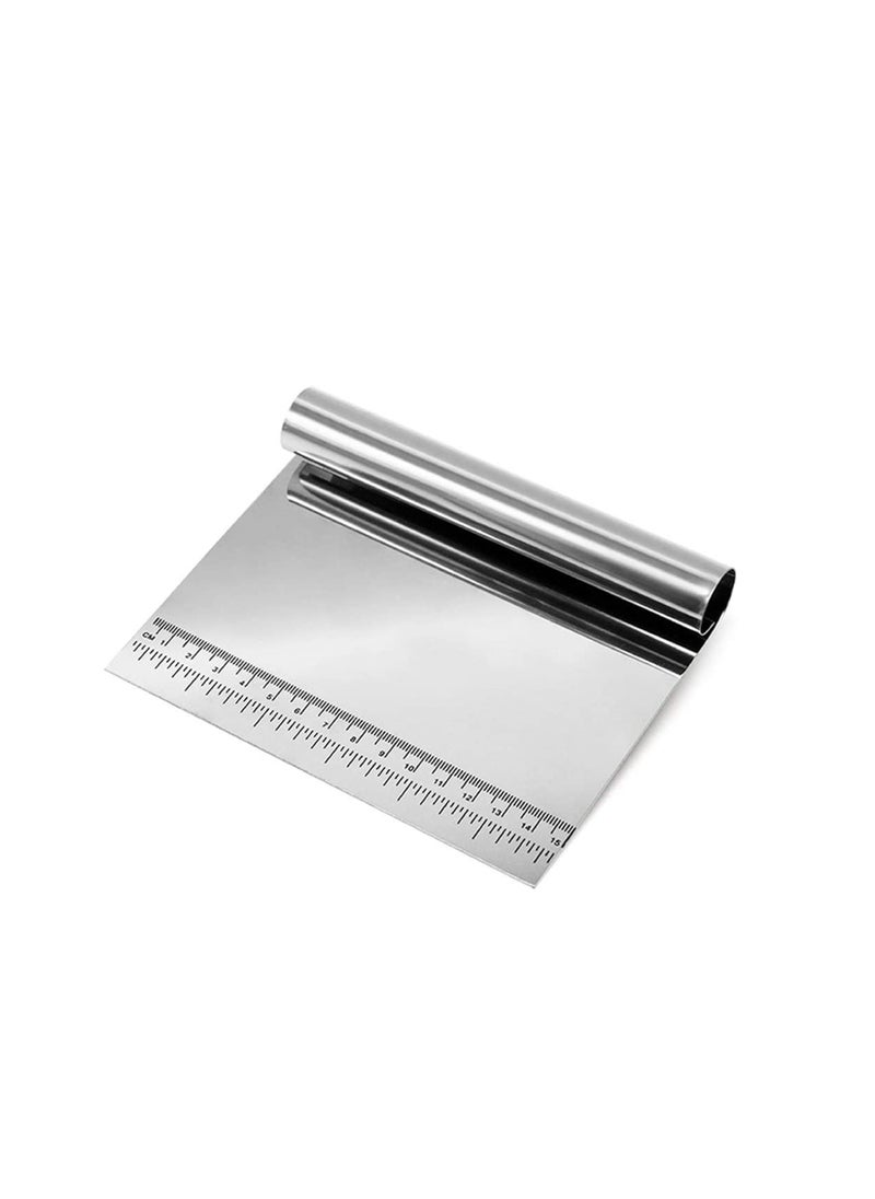 SYOSI Food Scrappers, Pastry Cutter Stainless Steel Dough Scraper/Bench Scraper/Cake Scraper, Multi-Purpose Scraper Tool Kitchen, with Measurement Marks, Scraper for Baking  - Image 1