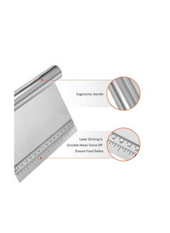 SYOSI Food Scrappers, Pastry Cutter Stainless Steel Dough Scraper/Bench Scraper/Cake Scraper, Multi-Purpose Scraper Tool Kitchen, with Measurement Marks, Scraper for Baking  - Image 3