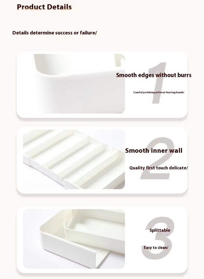 Expandable Utensil Tray Extended Tableware Storage Box Household Portable Telescopic Storage Tray Silverware Drawer Organizer Utensil Flatware Cutlery Holder Tray Organizer For Kitchen Drawer(White)  - Image 3