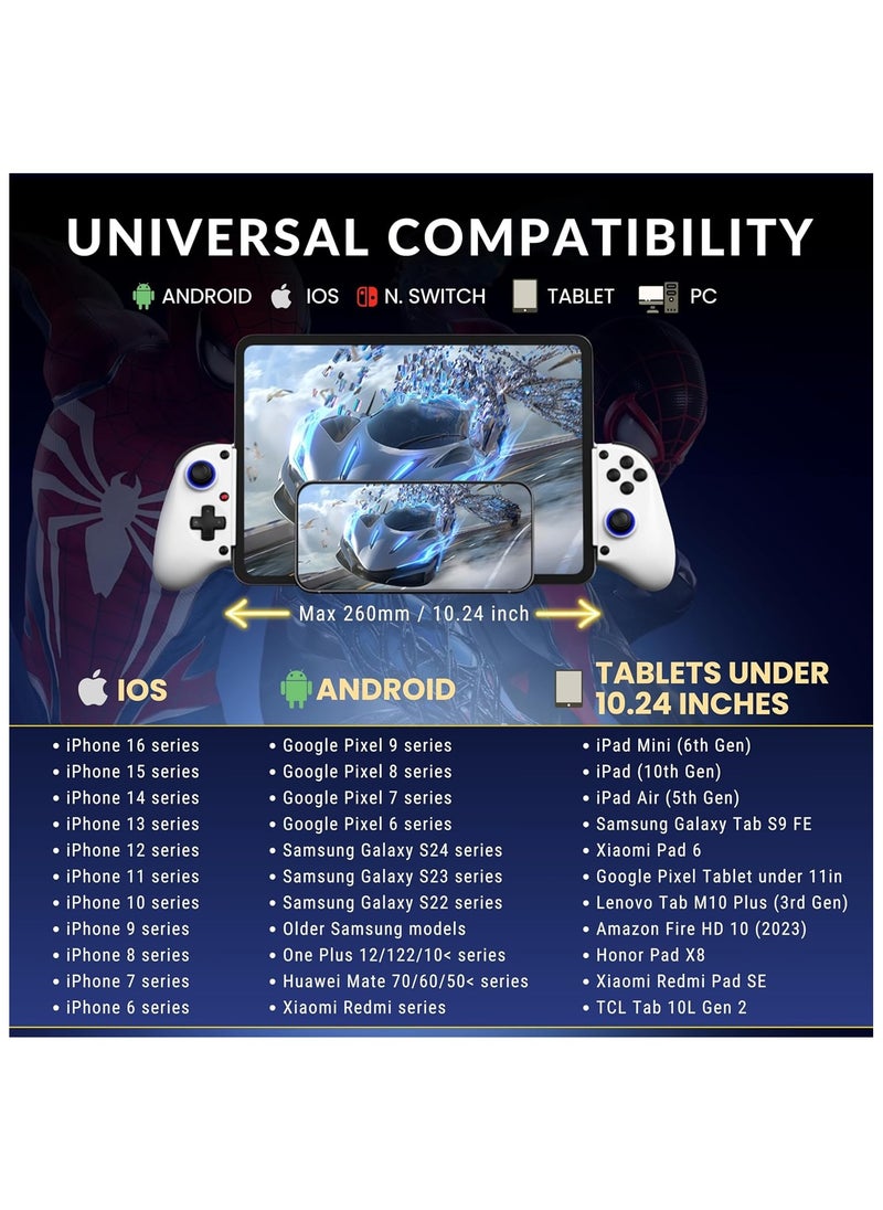 Generic - Mobile Gaming Controller with Hall Effect Joysticks, Phone Controller For iPhone/Android/Tablet/iPad/Switch, Play Call of Duty, Roblox, Xbox Cloud, Playstation, Bluetooth Mobile Gaming Controller iPhone 16 15 14 13 Samsung Google - Image 1