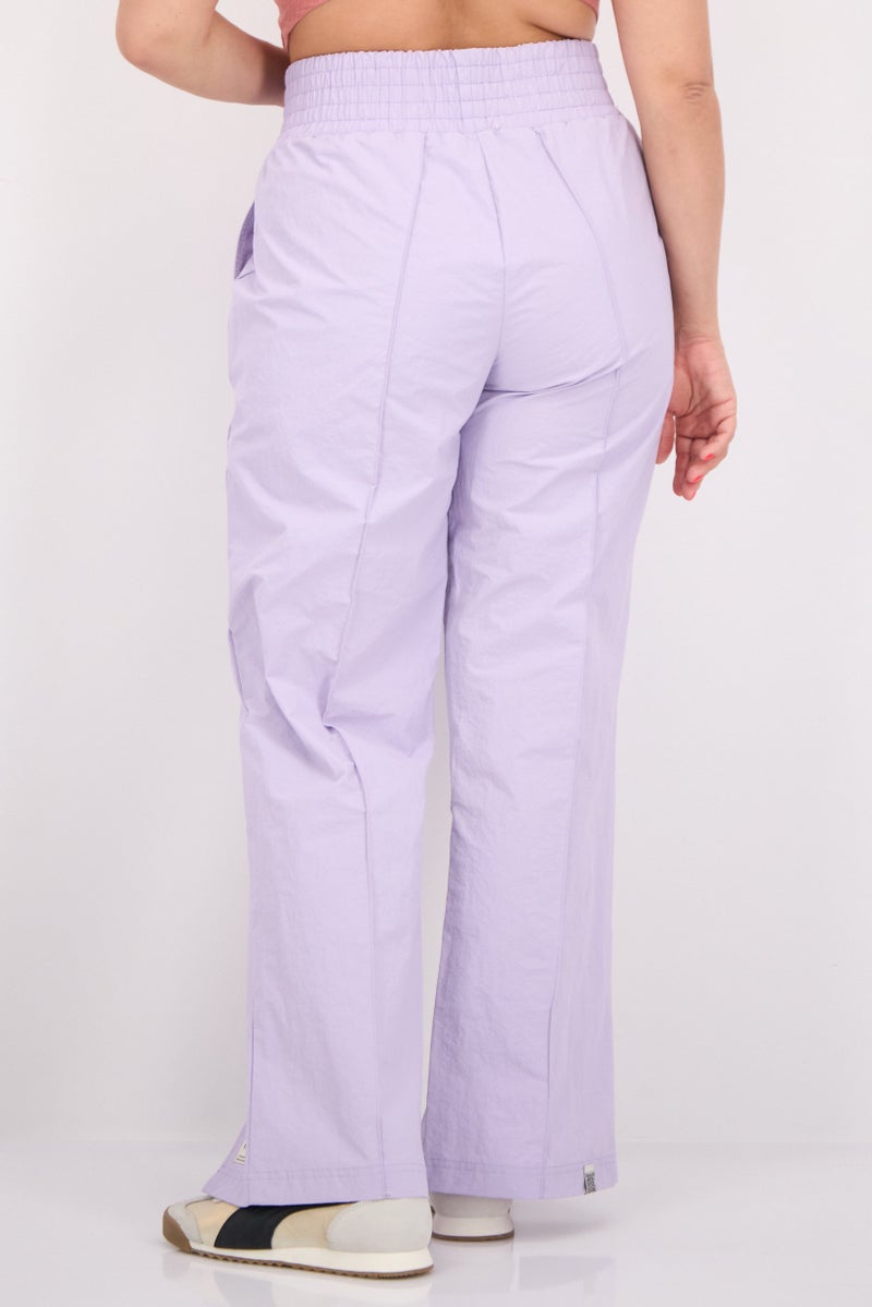 The Giving Movement Women Regular Fit Brand Logo Wide Leg Pants, Lavender - Image 2
