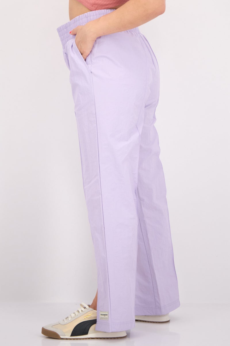 The Giving Movement Women Regular Fit Brand Logo Wide Leg Pants, Lavender - Image 4
