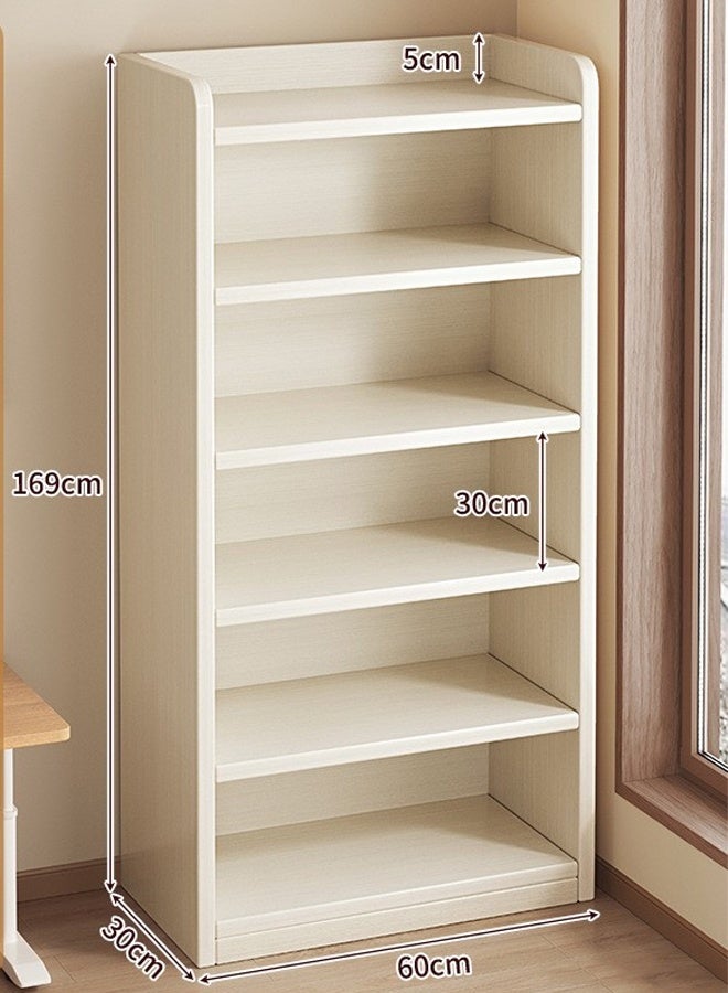 كيكي رفوف كتب قابلة للتعديل متعددة الوظائف مكونة من 6 طبقات، رفوف كتب حديثة طويلة، رفوف تخزين أثاث خشبي سميك لغرفة النوم. - Image 4