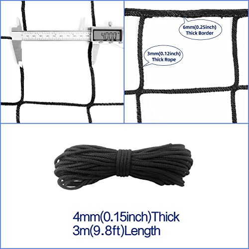 Wiseek Soccer Backstop Net, 10x40ft High Impact Soccer Barrier Net, Nylon Sport Netting Barrier Soccer Netting, Soccer Rebounder Behind Goal (Installation Rope Included), Black - Image 5