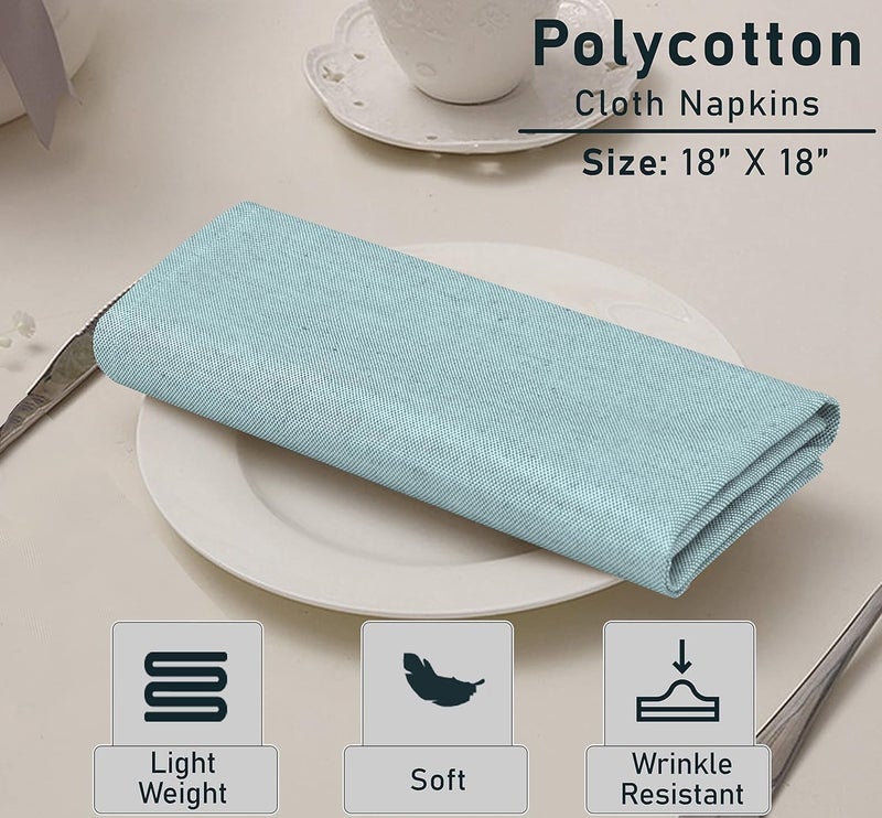 Ruvanti Cloth Napkins Set of 6 18x18 Reusable Napkins Cloth Washable Soft  Durable Table Napkin Poly Cotton Fabric Dinner Napkins for Parties Christmas Thanksgiving Weddings  Baby Blue - Image 3
