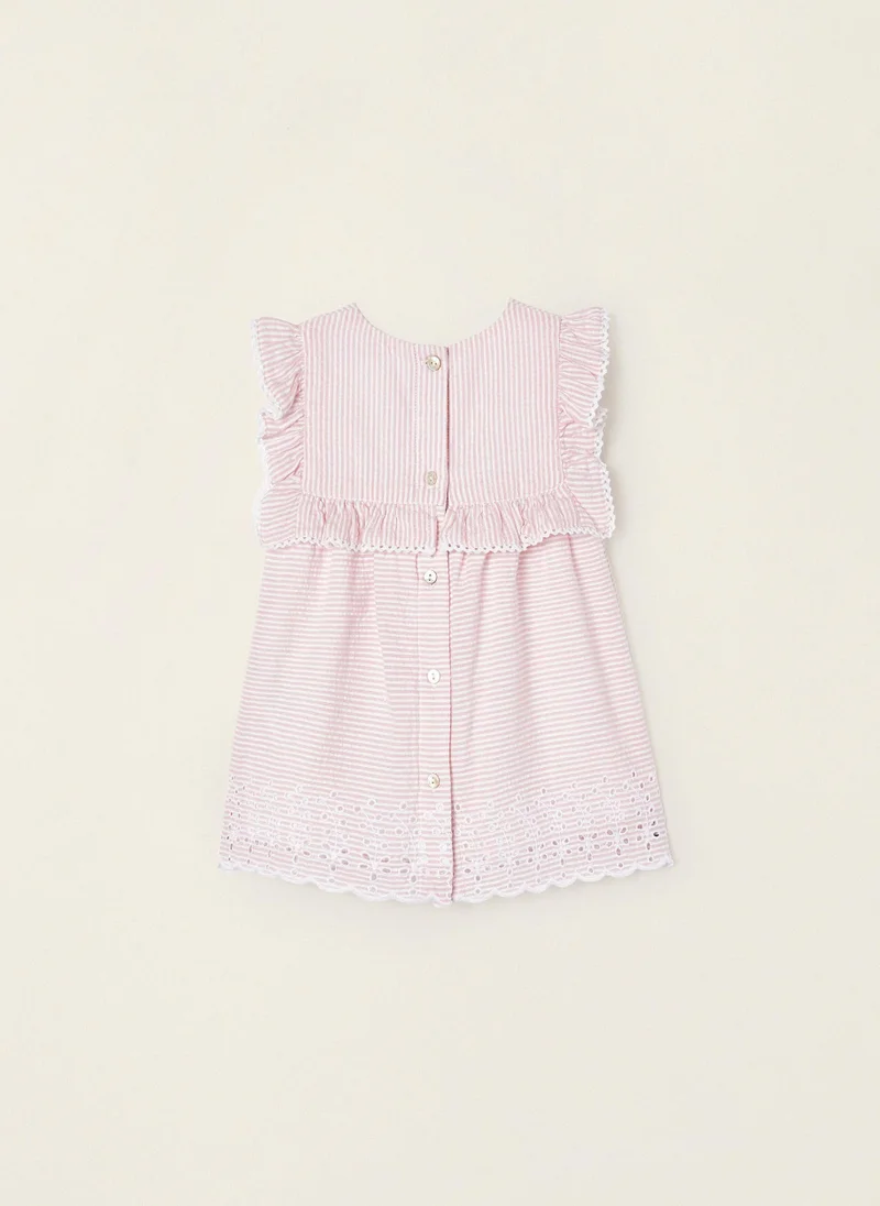 زيبي Zippy Cotton Striped Dress with Ruffles for Newborns