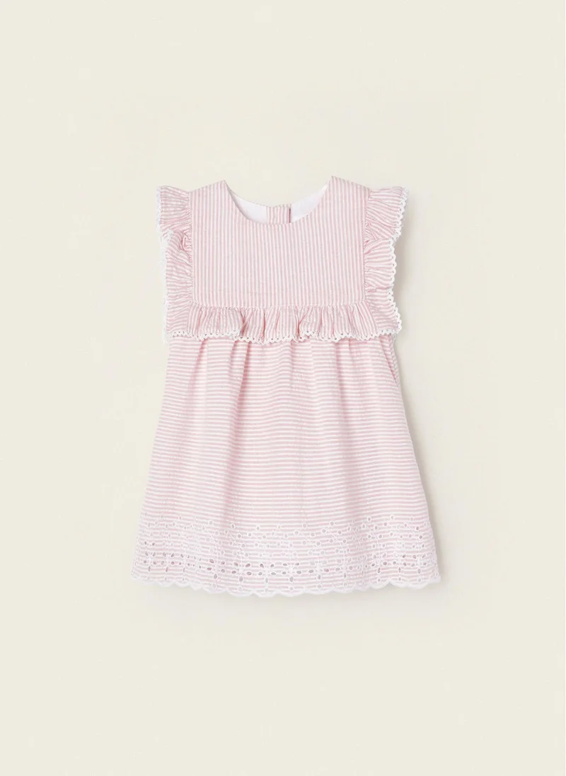 زيبي Zippy Cotton Striped Dress with Ruffles for Newborns