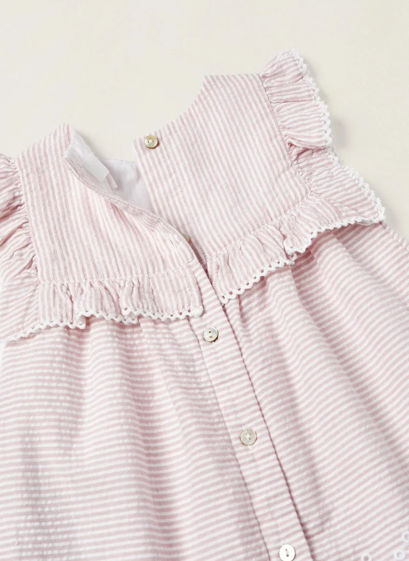 زيبي Zippy Cotton Striped Dress with Ruffles for Newborns