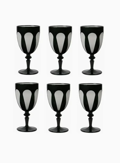 باتشي ميلانو Set of 6 Aqua Bi Color Acrylic Juice Glass White and Black