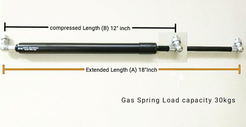 Generic 18 450mm Bed Lift Mechanism Gas Spring Top Position Black 30kg Capacity Pack of 2  - Image 2