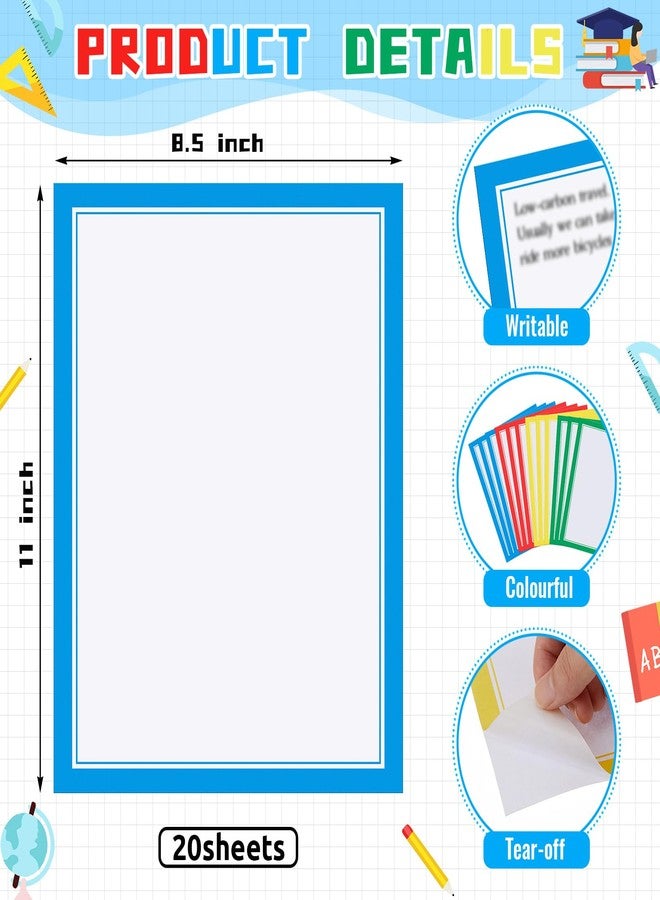 Henoyso 100 Pcs Science Fair Board Supplies Back to School Include 80 Trim Scalloped Bulletin Borders 20 Project Printable Adhesive Paper for Classroom Office Display(Red, Yellow, Blue, Green) - Image 2