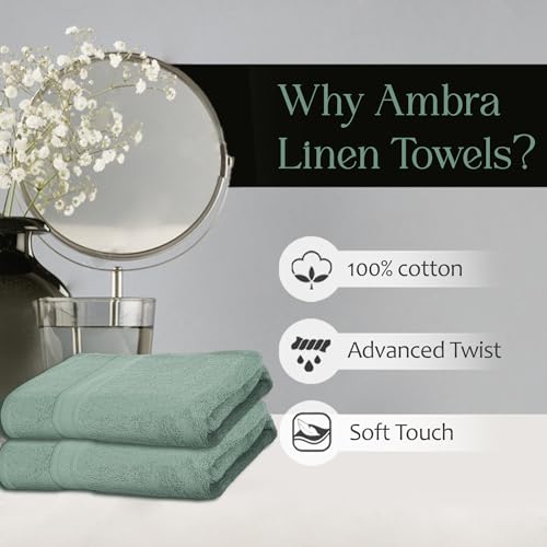 Ambra Linens 500 GSM Highly Absorbent Towels Set, 100% Cotton, Soft and Plush, All Seasons Use, Large, Everyday Use, Durable (2 Pieces of Bath Towel, Aqua Green) - Image 5