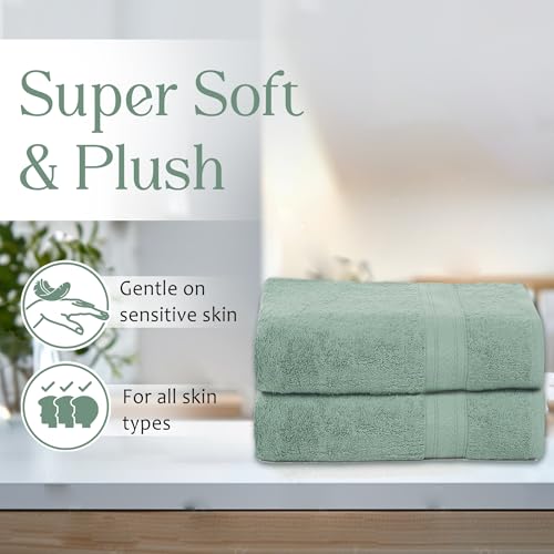 Ambra Linens 500 GSM Highly Absorbent Towels Set, 100% Cotton, Soft and Plush, All Seasons Use, Large, Everyday Use, Durable (2 Pieces of Bath Towel, Aqua Green) - Image 2