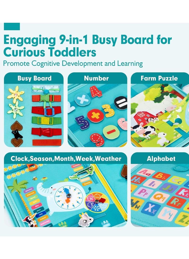 9in1 Montessori Toys for 2 Year Old Boy Birthday Gift - Preschool Learning Activities Toddlers Boy Toys 2-3 with Life Skills,Alphabet,Number,Shape,Color,Animal,Weathe  - Image 2