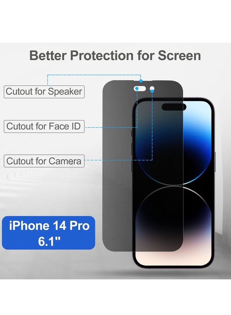 Procases (2 Pack) Privacy Screen Protector for iPhone 14 Pro 2022, 9H Anti Spy Dark Tempered Glass Screen Film Guard for iPhone 14 Pro 6.1 Inch 2022, Case Friendly Bubble Free - Image 4