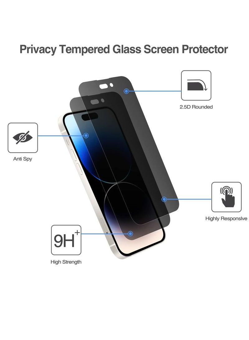 Procases (2 Pack) Privacy Screen Protector for iPhone 14 Pro 2022, 9H Anti Spy Dark Tempered Glass Screen Film Guard for iPhone 14 Pro 6.1 Inch 2022, Case Friendly Bubble Free - Image 5