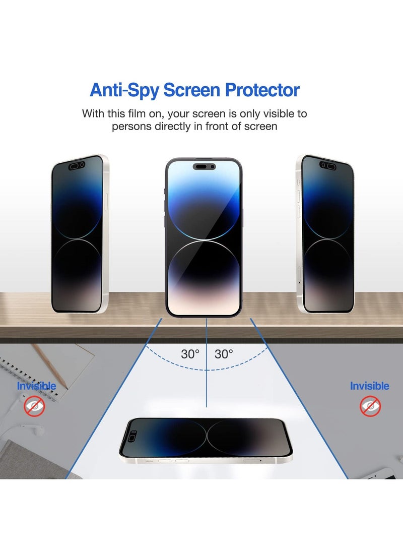 Procases (2 Pack) Privacy Screen Protector for iPhone 14 Pro 2022, 9H Anti Spy Dark Tempered Glass Screen Film Guard for iPhone 14 Pro 6.1 Inch 2022, Case Friendly Bubble Free - Image 3