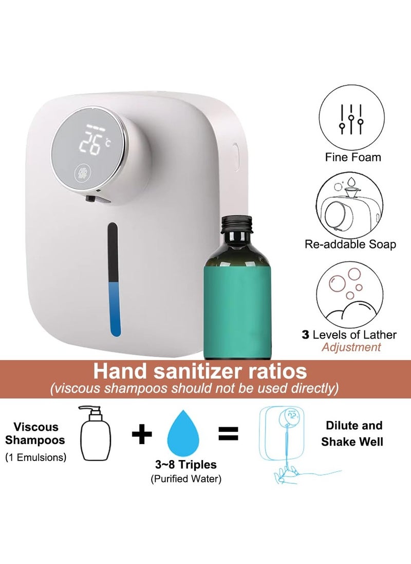 Rechargeable Touchless Foam Soap Dispenser with Motion Sensor, Wall-Mounted Automatic Hand Sanitizer for Home, Bathroom, and Commercial Use