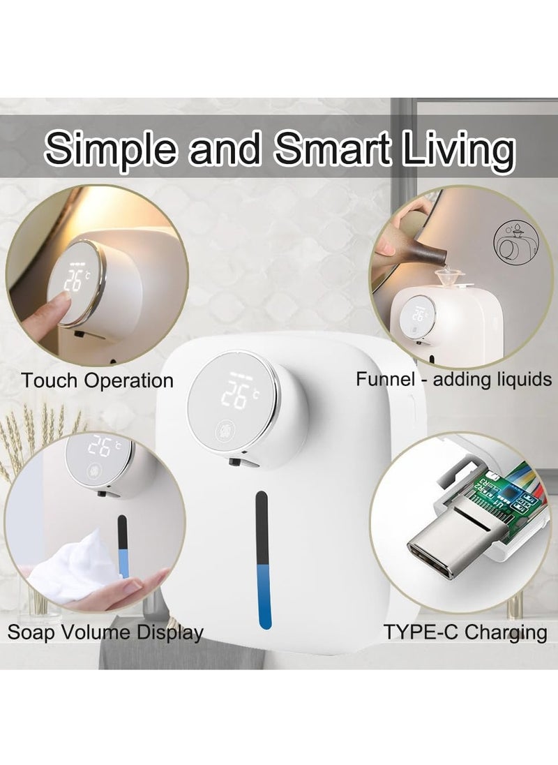 Rechargeable Touchless Foam Soap Dispenser with Motion Sensor, Wall-Mounted Automatic Hand Sanitizer for Home, Bathroom, and Commercial Use