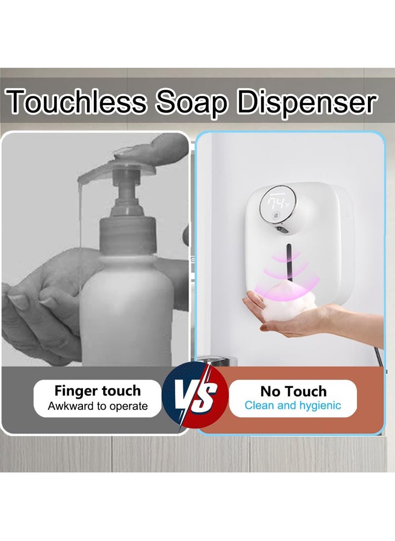 Rechargeable Touchless Foam Soap Dispenser with Motion Sensor, Wall-Mounted Automatic Hand Sanitizer for Home, Bathroom, and Commercial Use