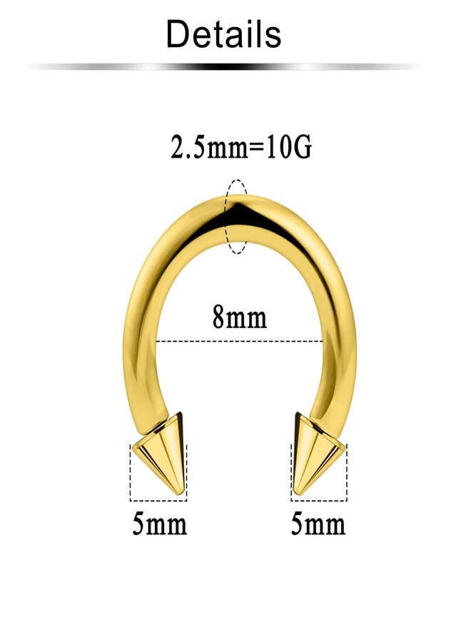 Ftovosyo 2Pcs PA Ring Horseshoe Circular Barbell 316L Surgical Steel Internally Threaded 10G Ear Gauges Septum Rings Pierced Jewelry for Women Men 8mm - Image 2