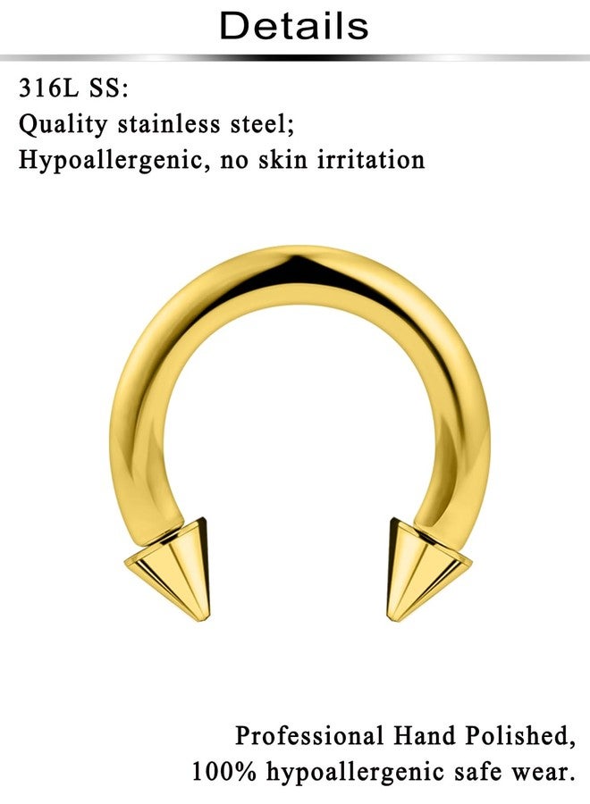 Ftovosyo 2Pcs PA Ring Horseshoe Circular Barbell 316L Surgical Steel Internally Threaded 10G Ear Gauges Septum Rings Pierced Jewelry for Women Men 8mm - Image 3