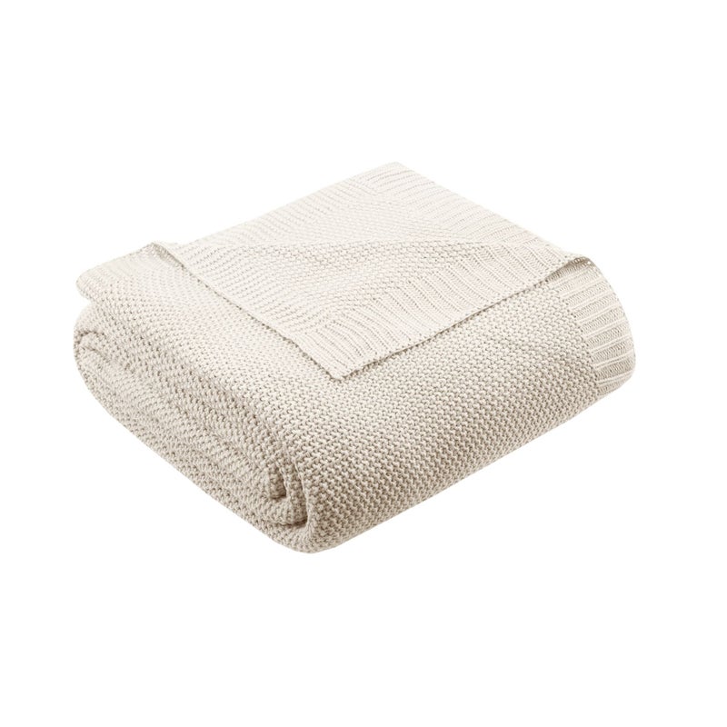 Ink+Ivy INKIVY Bree Knit Throw Blanket for Bed Sofa and Couch Lightweight Breathable Soft  Cozy Summer Blanket King 108 in x 90 in Ivory 
