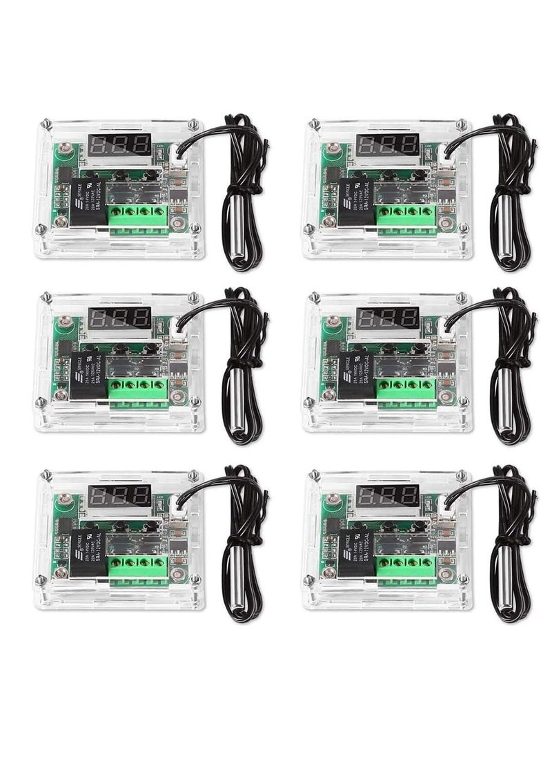 وحدة تحكم درجة الحرارة 6 قطع، وحدة ترموستات رقمية شاشة LCD XH-W1209، مع مستشعر NTC المقاوم للماء، وحدة تحكم درجة الحرارة الإلكترونية DC 12V من 50 إلى 110℃  - Image 1
