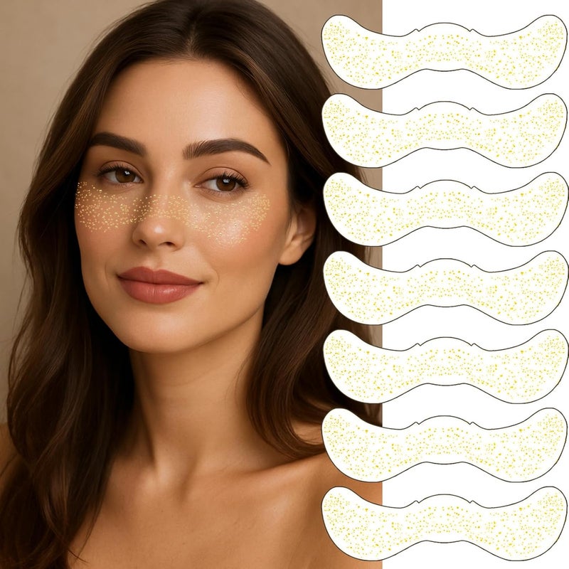 10P Glitter Freckles Face Tattoo Wsimily Gold Glitter Speckles Tattoo Stickers Temporary Freckles Face Tattoos Long Lasting Waterproof for Face Body for Halloween Party