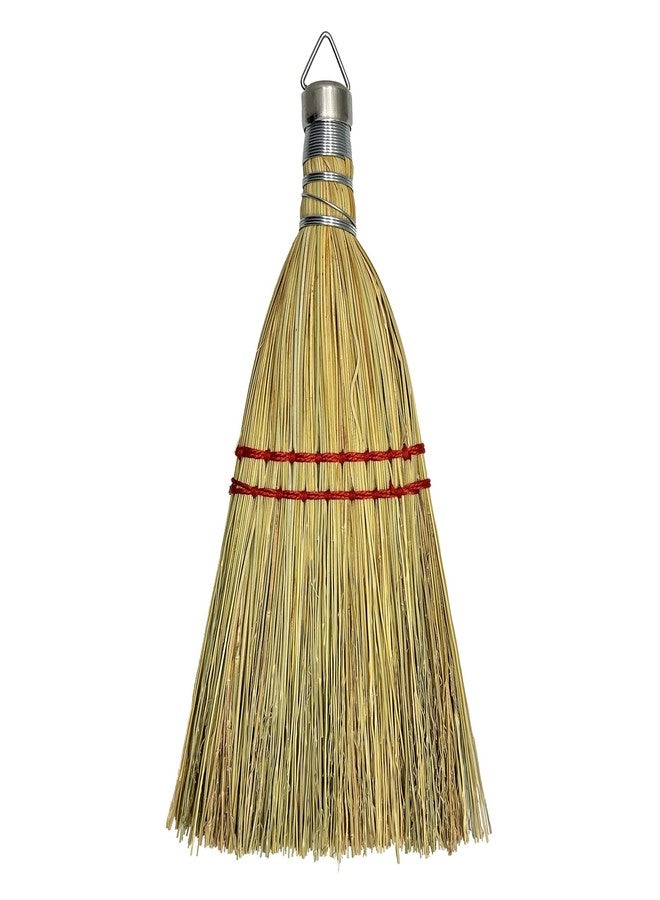 Bodundirect 12 Inch Corn Broom Mini Whisk Made of Natural Corn Broom Straw with a Solid Metal Hang Design for Outdoor Car Porch Debris Dust Dirt Driveways Sidewalks Halloween - Image 1