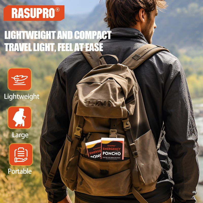 4 Pack Emergency Ponchos with Thickened Mylar Blanket Lining, Windproof, Waterproof, and Thermal Orange Survival Ponchos - Perfect for Outdoor Rescue, Family Camping Gear, Car Emergency Kits - Image 3