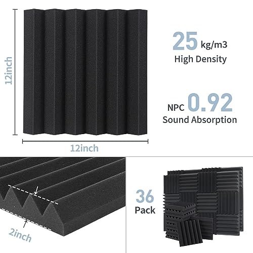 AUSLET 6 Pack Acoustic Foam Panels High-Density Wedge Soundproof Foam Wall Panels for Studios, Home Theaters, Gaming, Podcast Rooms – Noise Reduction & Echo Absorption Foam - Image 4
