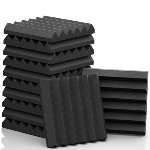 AUSLET 6 Pack Acoustic Foam Panels High-Density Wedge Soundproof Foam Wall Panels for Studios, Home Theaters, Gaming, Podcast Rooms – Noise Reduction & Echo Absorption Foam - Image 1