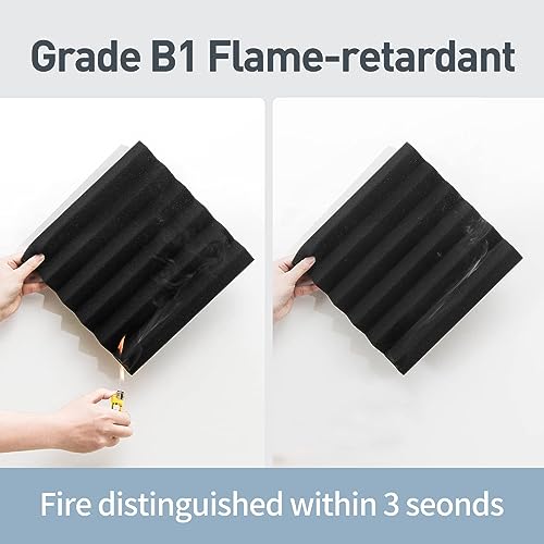AUSLET 6 Pack Acoustic Foam Panels High-Density Wedge Soundproof Foam Wall Panels for Studios, Home Theaters, Gaming, Podcast Rooms – Noise Reduction & Echo Absorption Foam - Image 2