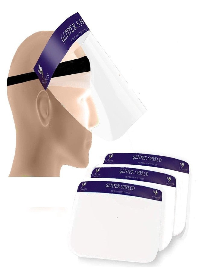 Glider Premium Protective Foamless Reusable Safety Face Shield, 90 Degree Movable (pack of 3) - Image 1
