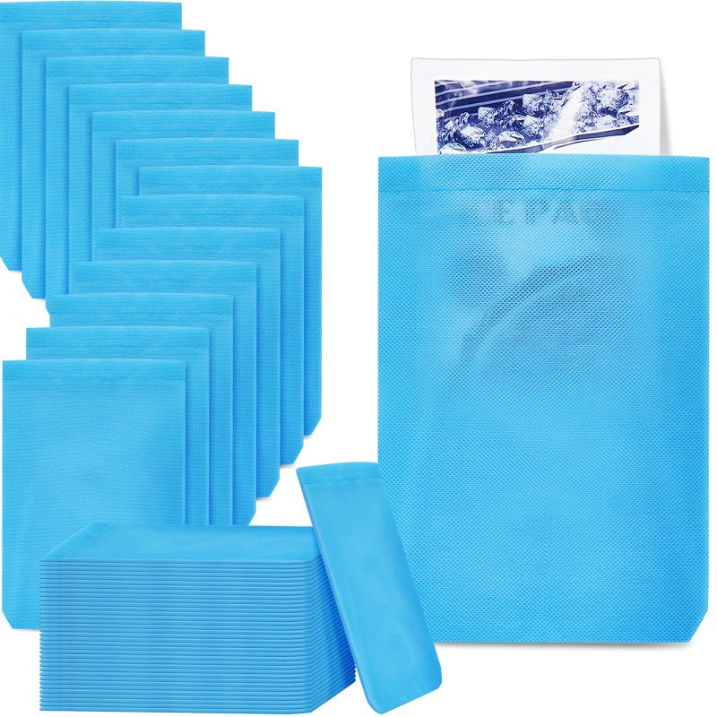 Tatuo 200 Pcs Disposable Hot Cold Pack Sleeves 6 x 9 Inch Non Woven Disposable Ice Pack Sleeve Protective Cover for Hot and Cold Bags (Blue) - Image 1