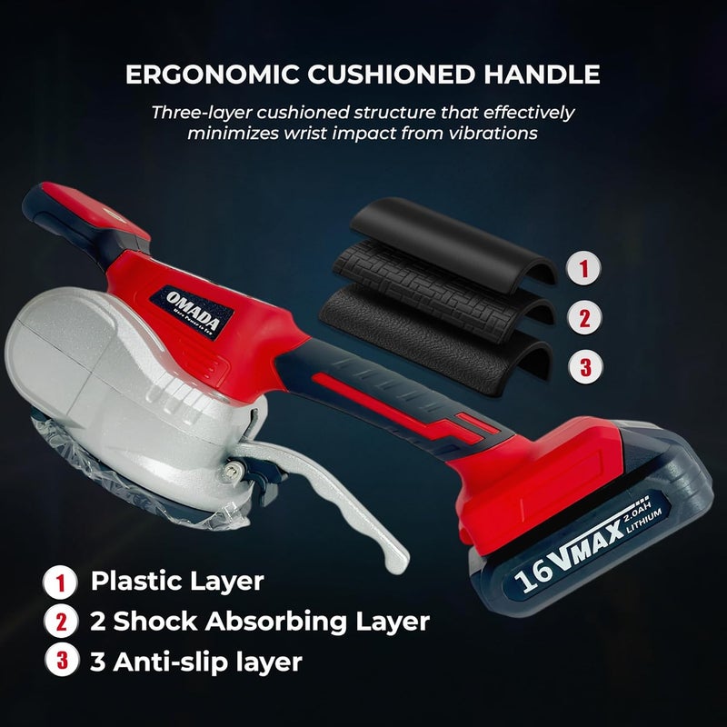 OMADA آلة تركيب البلاط اللاسلكية 16 فولت / آلة اهتزاز البلاط عالية القوة لأدوات رصف الجدران الآلية [البطارية مشمولة] - Image 5