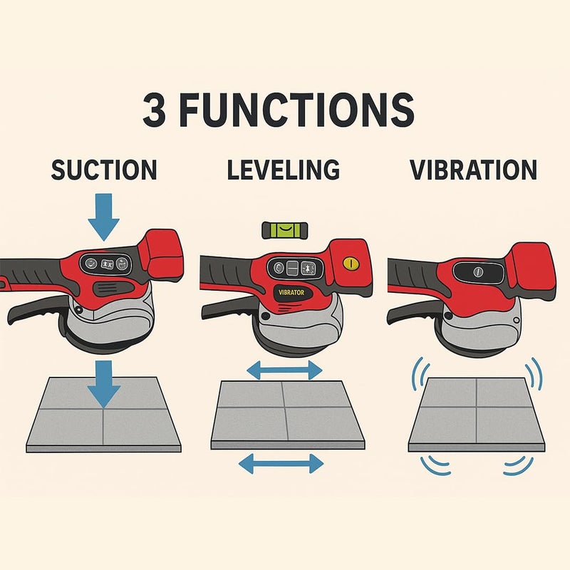 OMADA آلة تركيب البلاط اللاسلكية 16 فولت / آلة اهتزاز البلاط عالية القوة لأدوات رصف الجدران الآلية [البطارية مشمولة] - Image 3