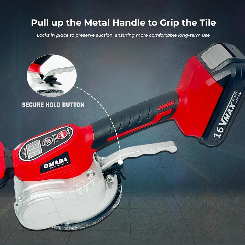 OMADA آلة تركيب البلاط اللاسلكية 16 فولت / آلة اهتزاز البلاط عالية القوة لأدوات رصف الجدران الآلية [البطارية مشمولة] - Image 4